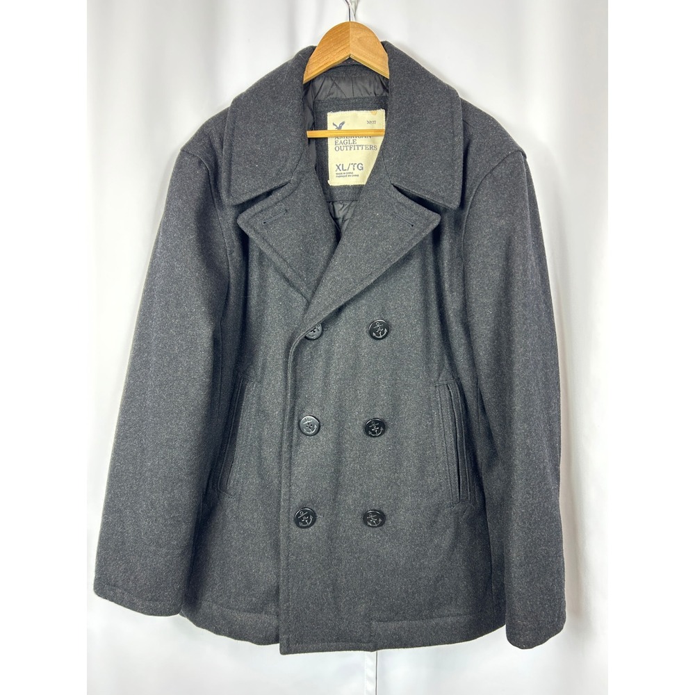 American Eagle Outfitters Charcoal Grey Sailor Pea Coat Double Breasted XL